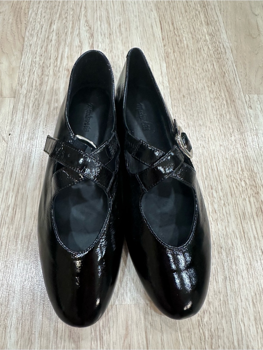 Black Patent Cross-Strap Women's Flats by Madewell Remy 8.5